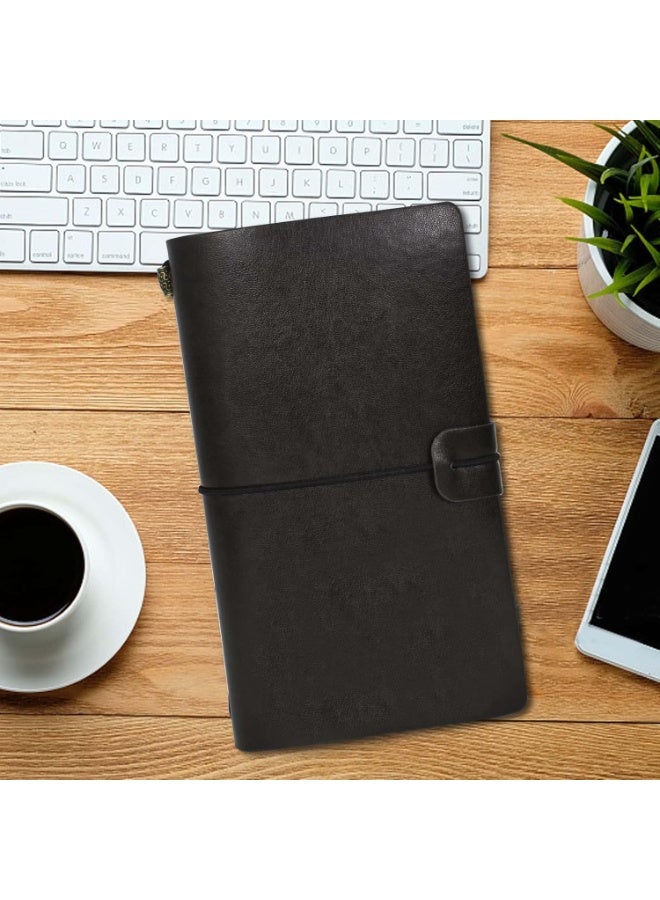 لينلي دفتر يوميات السفر من الجلد الطبيعي (أسود) - Image 4